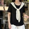 Lace Shawl Fake Two Women's T-shirts Solid Color Round Neck Short Sleeved Tees Korean Style Summer New Version Loose Casual Lady Top