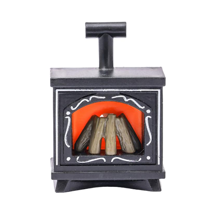 Dollhouse Miniature Fireplace Glowing Stove Model House Furniture Kitchen Living Scene Decor Toy