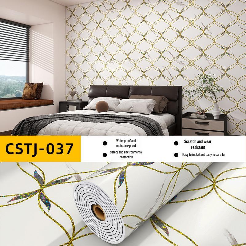 Self-Adhesive Waterproof Imitation Marble Tile Wall Sticker for Bathroom, Living Room, Kitchen, and TV Background.