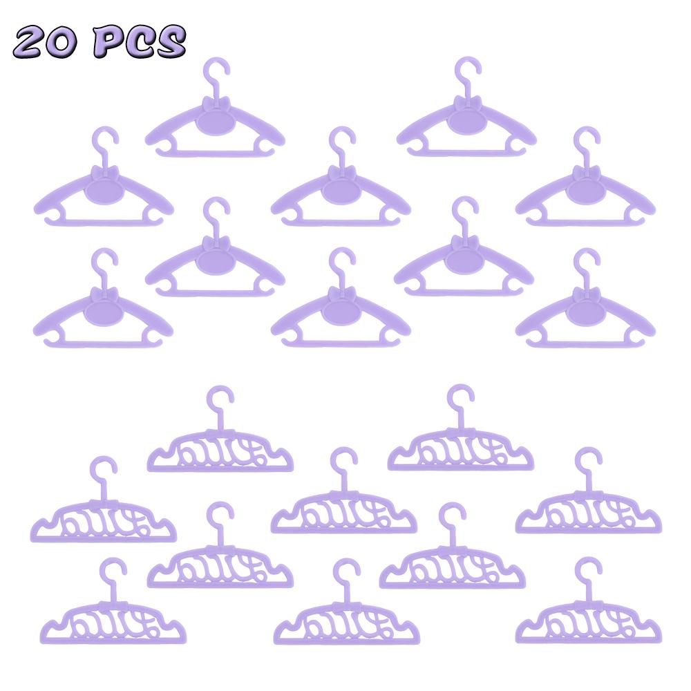 20 Pcs Doll Hangers Plastic Clothes Holder for Barbie Doll Accessories Kid Toy