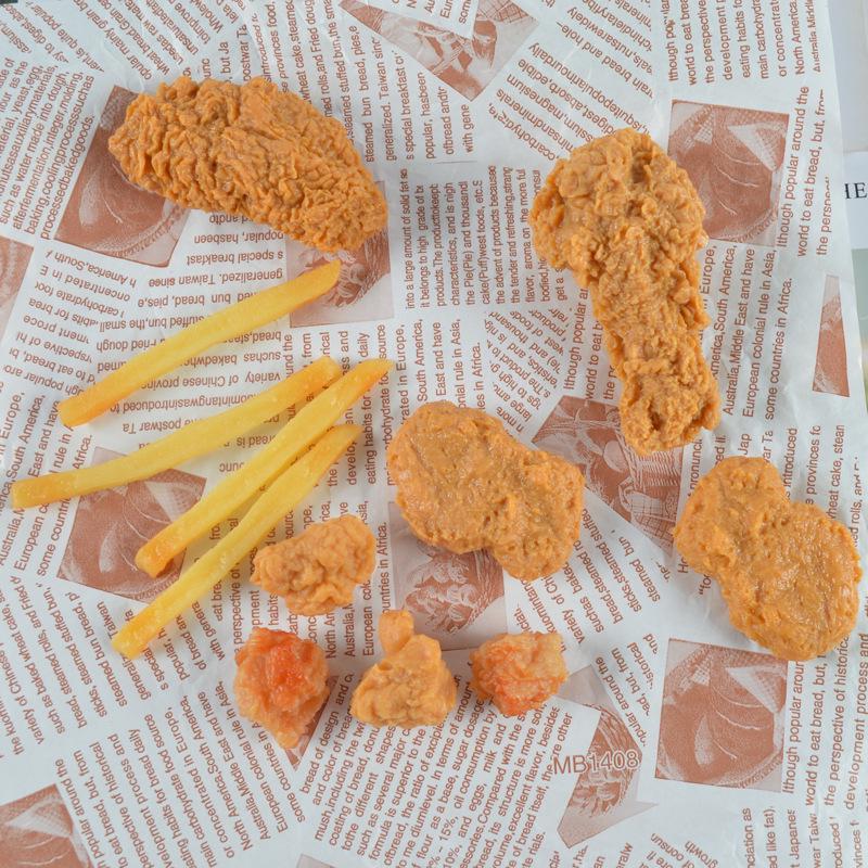 PVC Fake Food Keychain: Fried Chicken, Wings, Fries, Popcorn Chicken Pendant Model