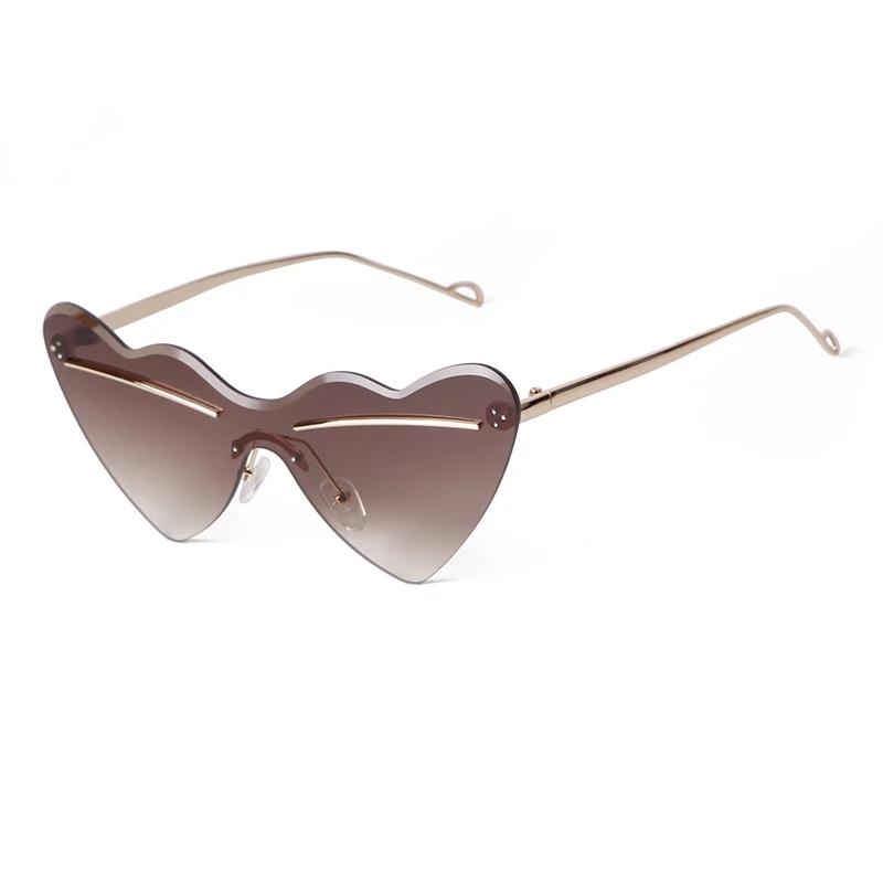 

Fashion Heart Frameless Sunglasses Women Brand Designer Love Shape Rimless Sun Glasses Trendy Metal Gradient Lens Shades Female