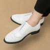 Men White Brogues Derbys Formal Business Leather Shoes Men Retro Black Tuxedo Wedding Classic Dress Shoes Over Sized