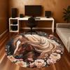 1PC horse flowers Office Round Area Rug, Under Office Chairs Bedroom Living Room Home Decor, Carpet for Office -1110166