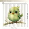 Cute Green Bird Shower Curtain - 71X71 Inch, Watercolor Cartoon Design, 12 Hooks, Polyester, Perfect For Home & Summer Decor
