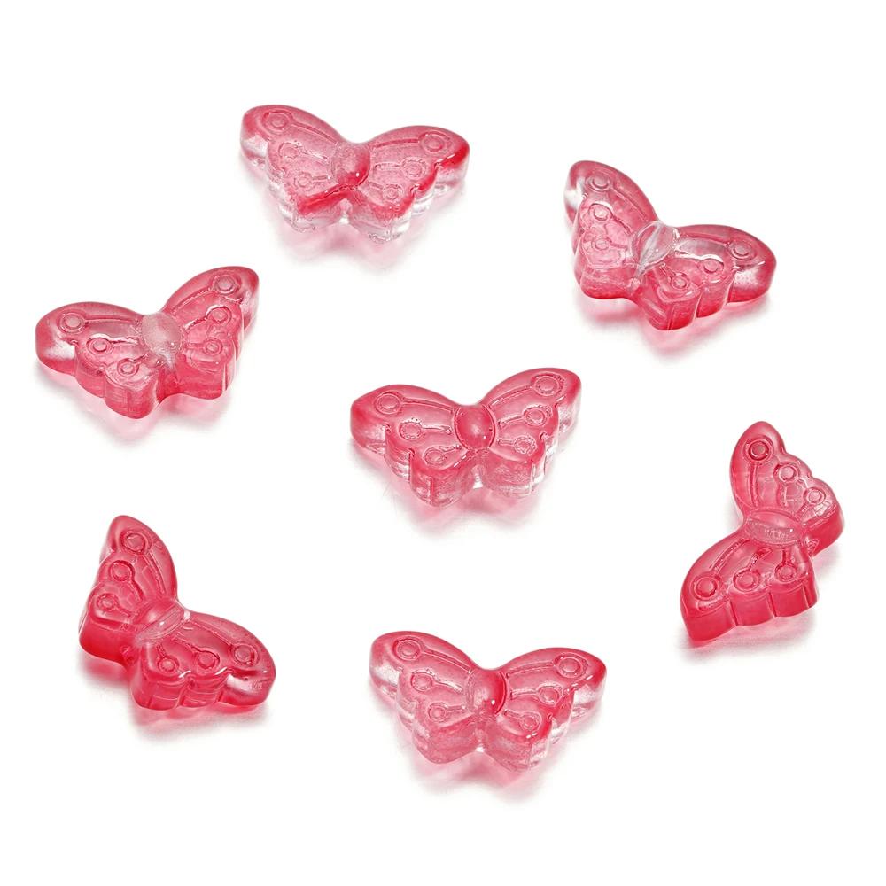 30Pcs/Lot 8*15mm Transparent Glass Small Butterfly Loose Charm Pendants for Necklace DIY Craft Jewelry Making Accessories