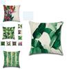 Premium 18'' Green Tropical Plant Pillow Case Cotton Sofa Cushion Cover For Elegant Dcor