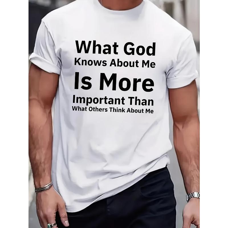 Religiöses Herren-Grafik-T-Shirt - Kühnes Statement-Shirt - Atmungsaktives locker sitzendes Shirt für den Alltag, Schwarz/Weißes Freizeit-Top