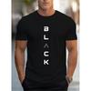 European Size Fashion Simple Trend Ins Simple Creative BLA Men's Crew Neck Cotton Short Sleeve Casual Sports Slim Top