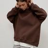 Autumn Loose Warm Fleece Pullovers Women Hoodies Fashion Round-neck Oversized Hooded Women Winter Solid Cotton Sweatshirts 29676
