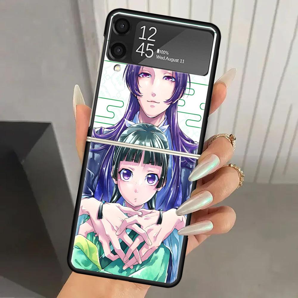A-Apothecary D-Diaries Anime Hard PC Phone Case For Samsung Galaxy Z Flip 7 6 5 4 3 Black ZFlip7 ZFlip6 Flip5 Flip4 Flip3 5G Pri