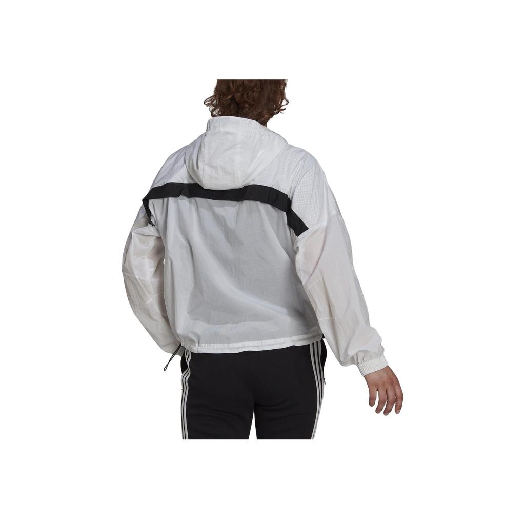 Adidas Striped Hooded Casual Sports Jacket Women Jacket White H40963
