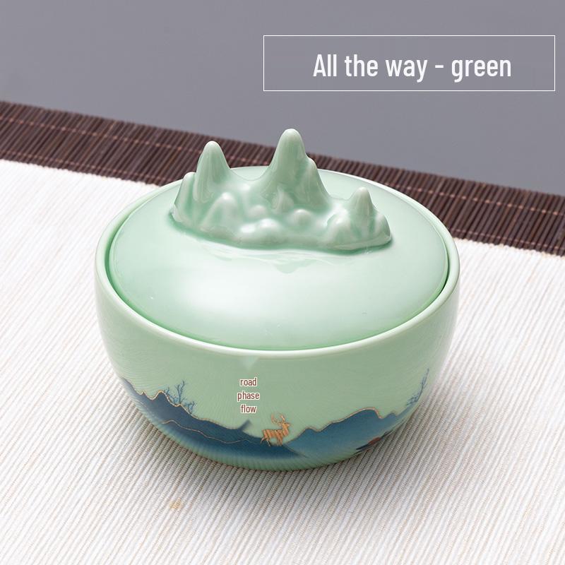 Ceramic Inkstone Moisturizing Inkwell with Lid for Calligraphy - Non-Drying Ink Dish & Brush Rest
