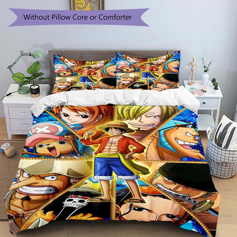 One Piece: Pirate Adventure Bedding Set Comforter Cover Gift for Bedroom,Includes 1 Cover and 2 Pillowcases, No InsertB270