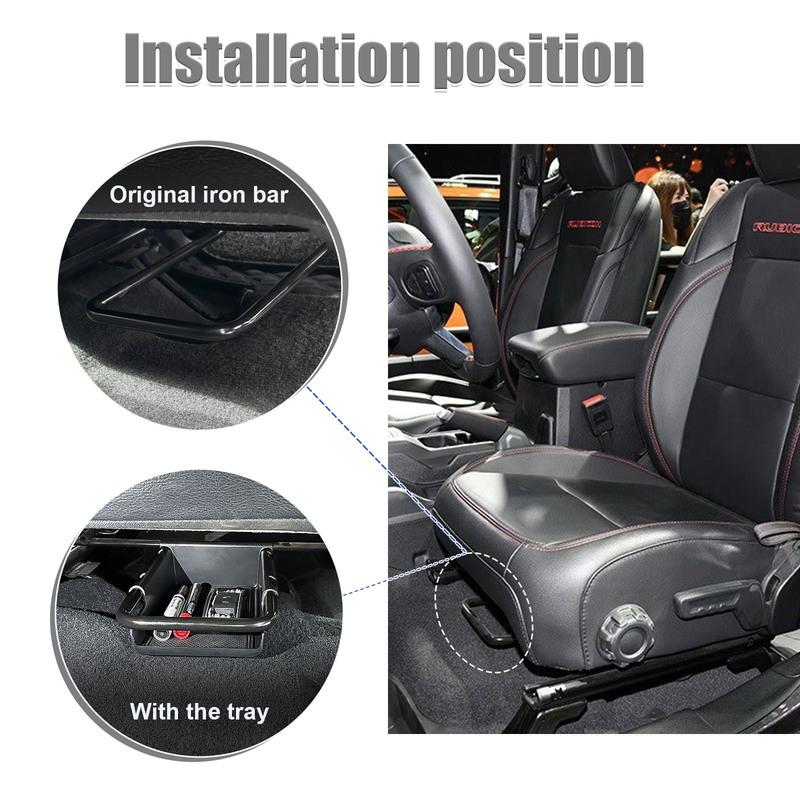 Sixthsmoy Front Under-Seat Consoles Tray for Jeep Wrangler JL/JLU 2018- 2024 2025 Center Console Hidden Storage Organizer