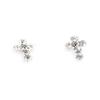 Les Trésors De Lily [C5757] - Silver 'Cross' Earrings Silvery White - 4x6 Mm