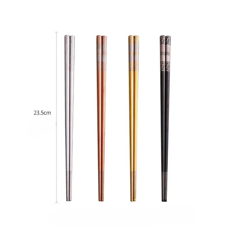 5 Pairs 304 Stainless Steel Chopsticks Reusable Non Slip Chopsticks Dishwasher for Food Sushi Sticks Kitchen Tableware