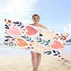 Colorful Heart & Leaf Beach Towel Patterned Sunscreen And Windproof Suitable For Swimming Pool Camping Travel Blanket