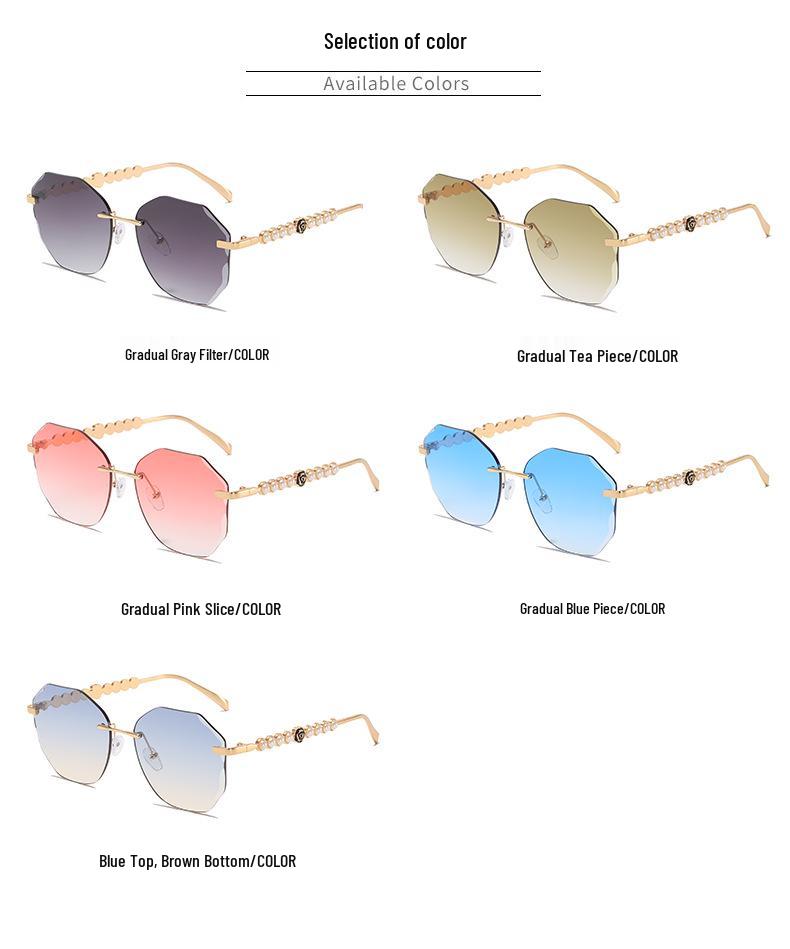 Frameless Pearl Sunglasses for Women - Elegant Y2K Style with Metal Sun Protection