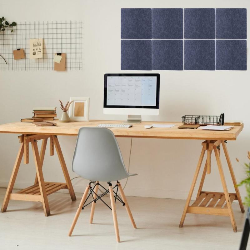 62KD Office and School Supplies 8 Felts Wall Tile for Notices with Removable Adhesive