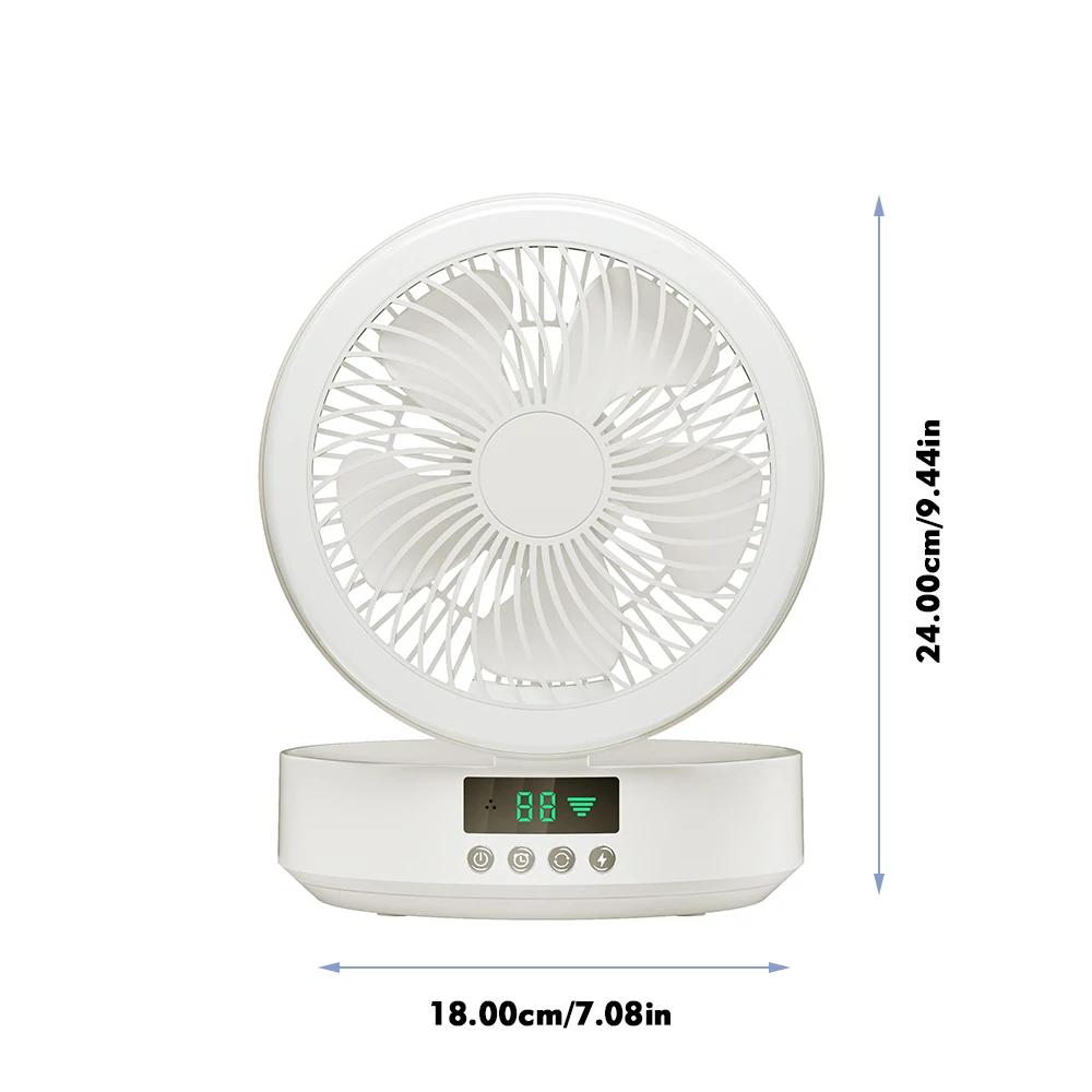 Portable Wall-Mounted USB Rechargeable Folding Fan with Remote Control & Nightlight - Air Cooler for Home Use