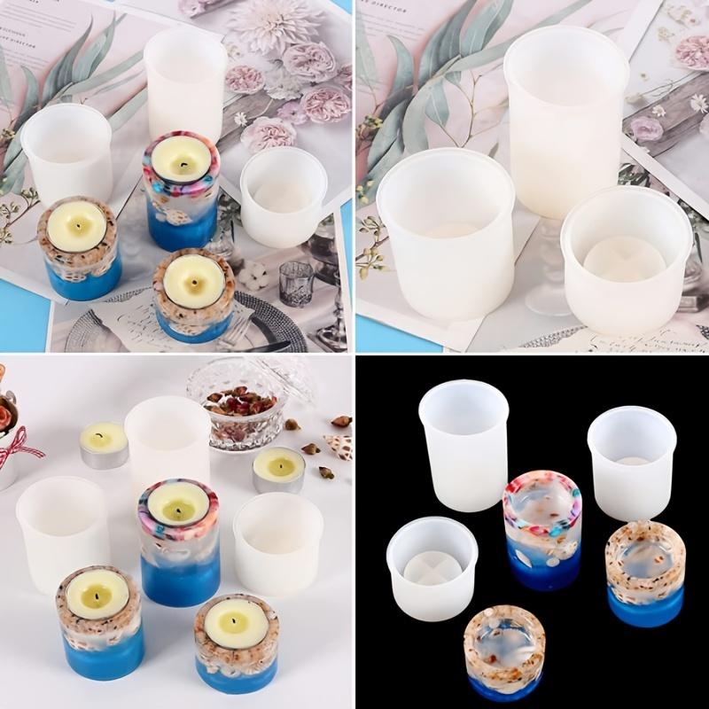 Kerzenhalter Harzformen, Set aus 3 zylindrischen Kerzenständer Epoxidguss Silikonformen für Epoxidharz Kristall Votivkerzenhalter Hochzeitsfeier