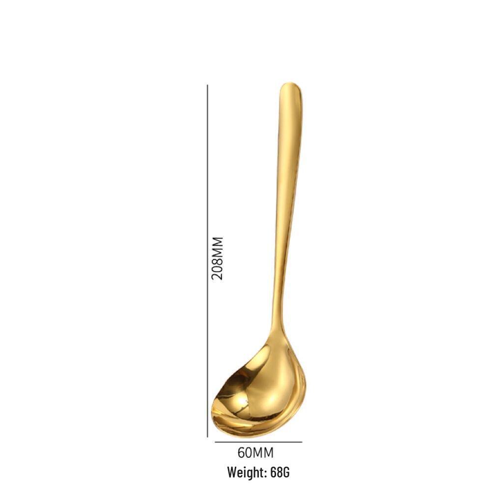 Large 304 Stainless Steel Ladle - Long Handle, Thick & Deep Design for Soup, Serving, Porridge, and Hot Pot.