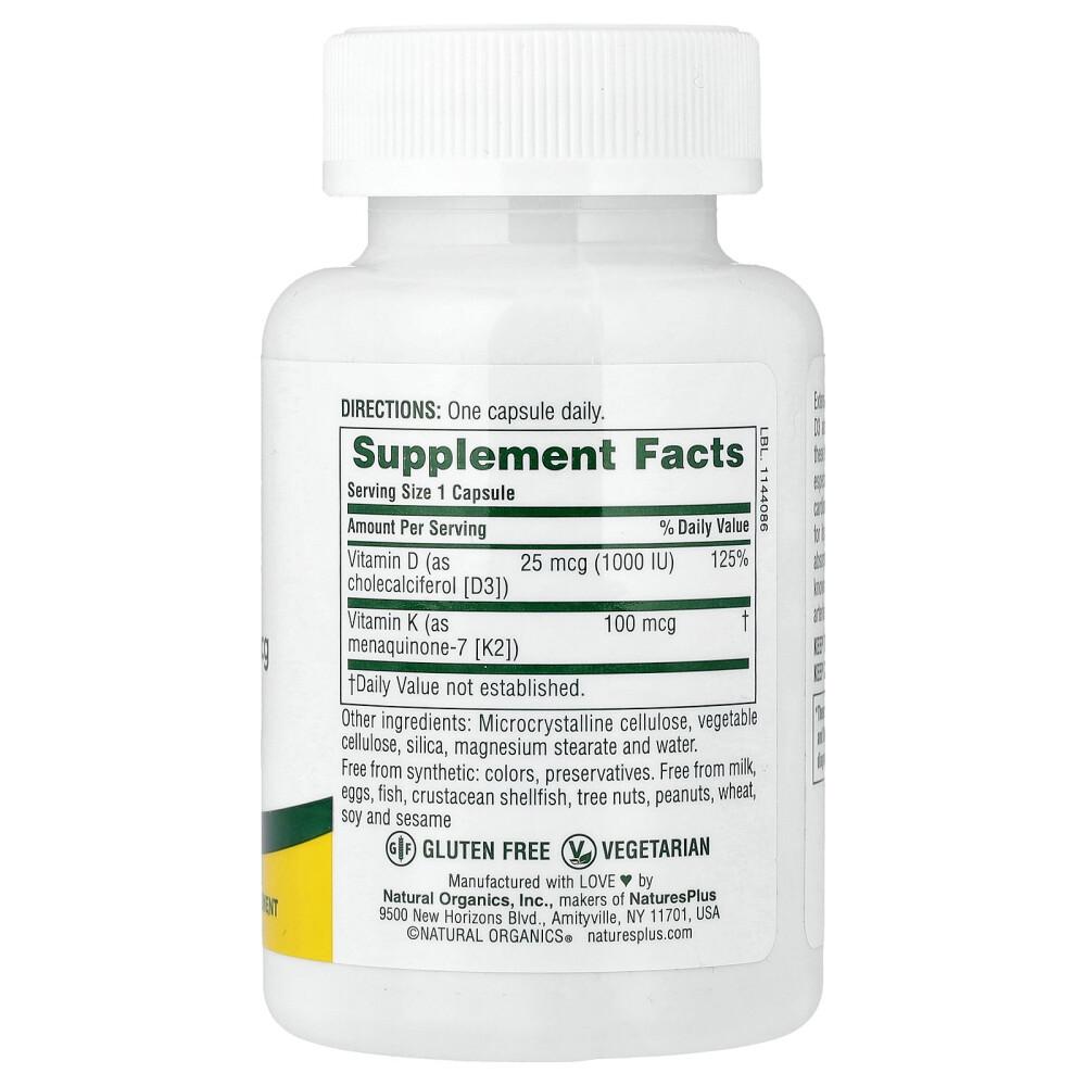 Nature's Plus Vitamin D3 + Vitamin K2 Kapseln, 90 Stück