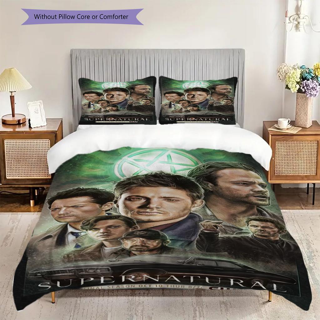 Supernatural Mystery Bedding (1 * duvet cover + 2 * pillowcase, without core) 2D Flat Duvet cover and pillowcase Christmas birthday gift Bedding set