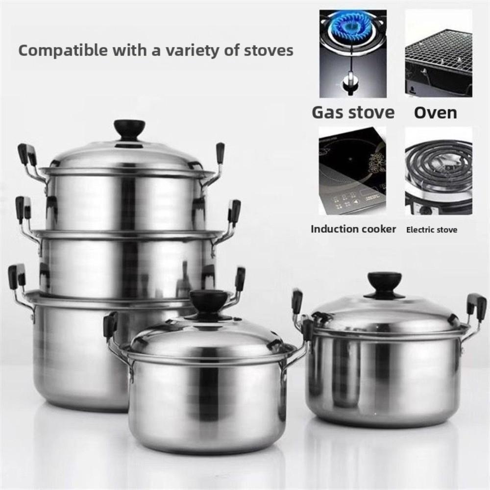 5-teiliges 16-24 cm Kochtopf-Set Edelstahl Vertiefte Suppentöpfe Amerikanische Kochtöpfe Küchenhelfer