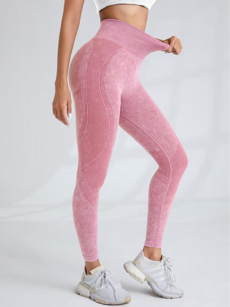 Seamless Women's Yoga Pants: Sand Washed, Quick Dry, Butt Lifting, Tight Fit, Letter Print, Sports Fitness Long Pants