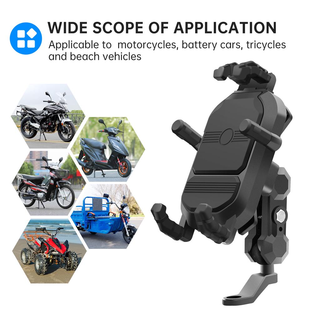 Motorcycle Phone Mount Holder Waterproof Motorcycle Cell Phone Holder Anti-theft 360 Degrees Rotation Motorbike Rearview Mirror Mount for 3.5-6.5inch