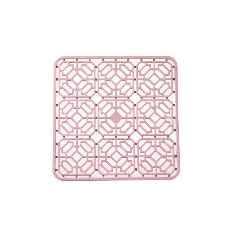 Silicone Hollow Drainage Heat Insulation Mat Square Sink Mat for Kitchen Sink Bottom Anti-scratch Anti-drop