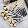 30Pcs Gold Thin Cutlery Stainless Steel Tableware Western Dinner Set Solid Color Knife Fork Spoon Mirror Kitchen Utensils