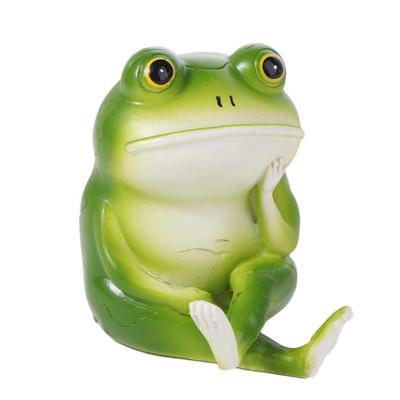 Funny Cartoon Think Frog Figurine Resin Crafts Cute Small Frog Statue Handicraft Animal Ornament Bonsai Decoration