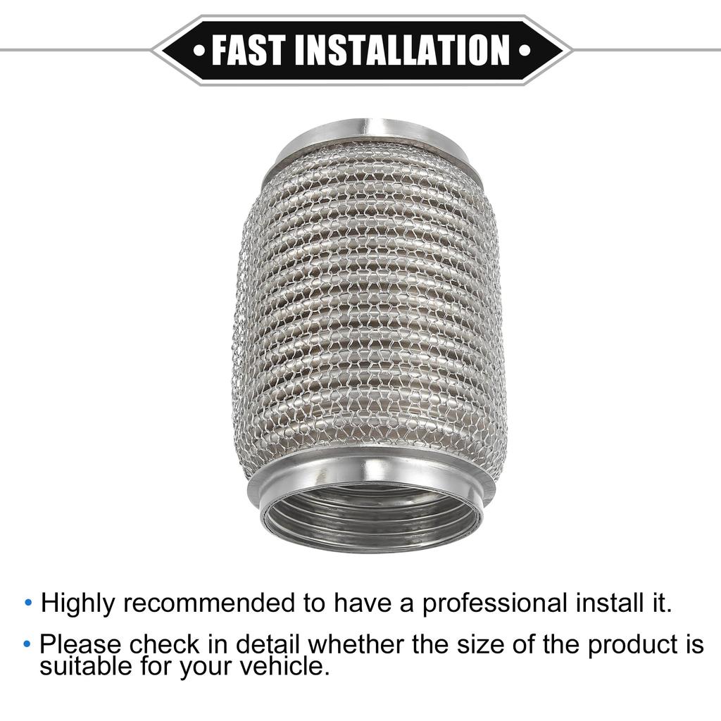 ABSOPRO Flexibilní výfuková trubka Univerzální pro odolnou nerezovou trubku stříbrné barvy, 76x152mm, Vlnovec, Auta, Ocel,