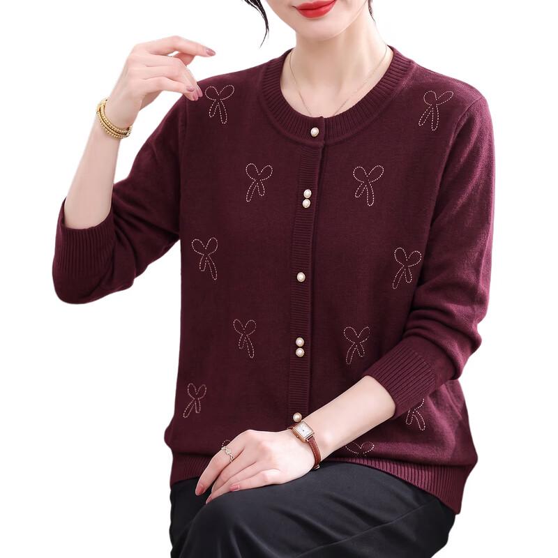 Yuzhaolin Women's Autumn Crewneck Knit Cardigan