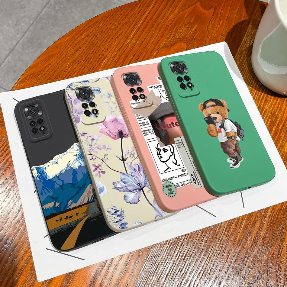For Xiaomi Redmi Note 11S Cases Cartoon Liquid Silicone Full Coverage Anti Drop Shell For Xiaomi Redmi Note11S 11 S Coque Capa