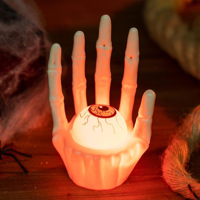 Glowing Skeleton Hand with LED Light Halloween Scary Lamp Decoration Realistic Scary Hand Lamps for Indoor and Outdoor
