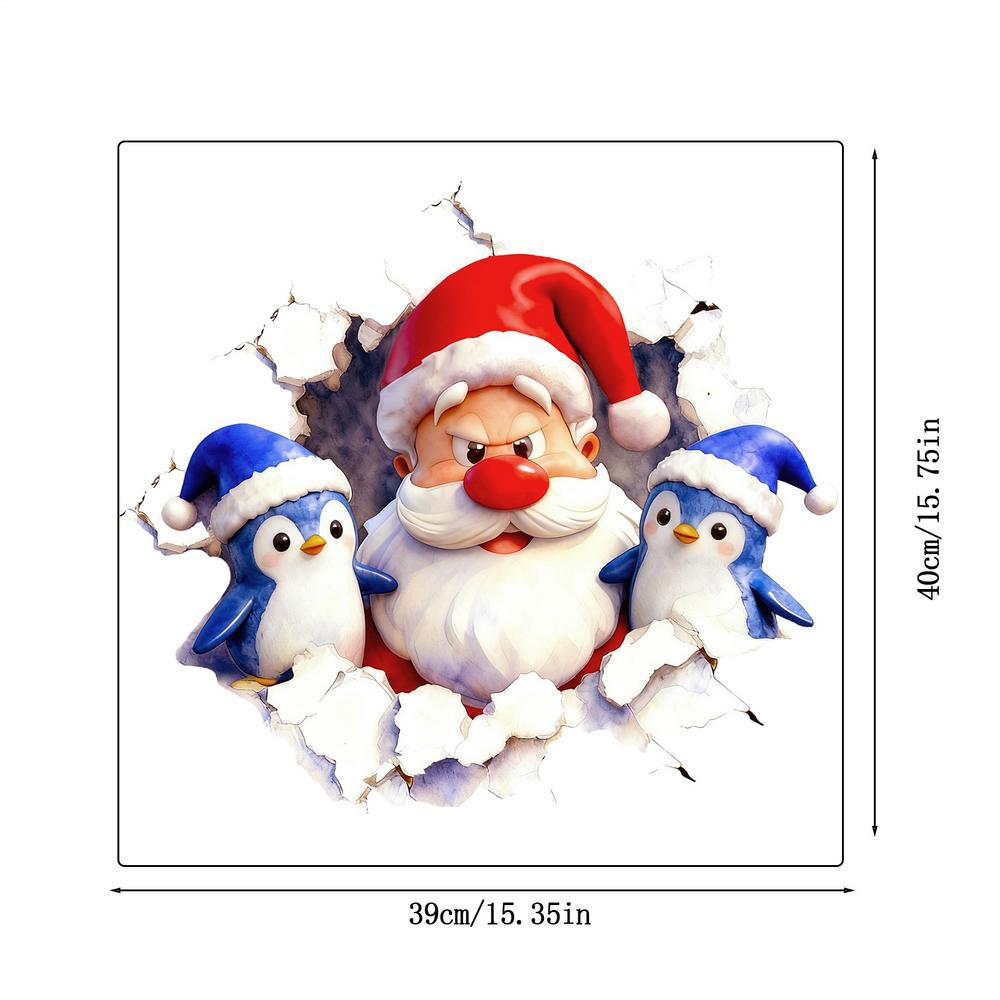 

Christmas Creative Wall Stickers Cute Cartoon Santa Claus Breaking Wall Home Decor Christmas Window Wall Door Art Decorations