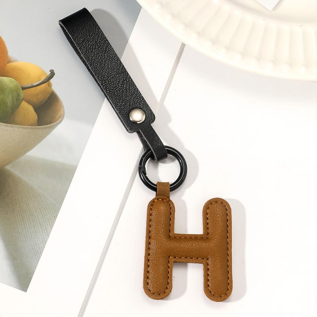 Fashion Leather 26 Letter Keychain Pendant