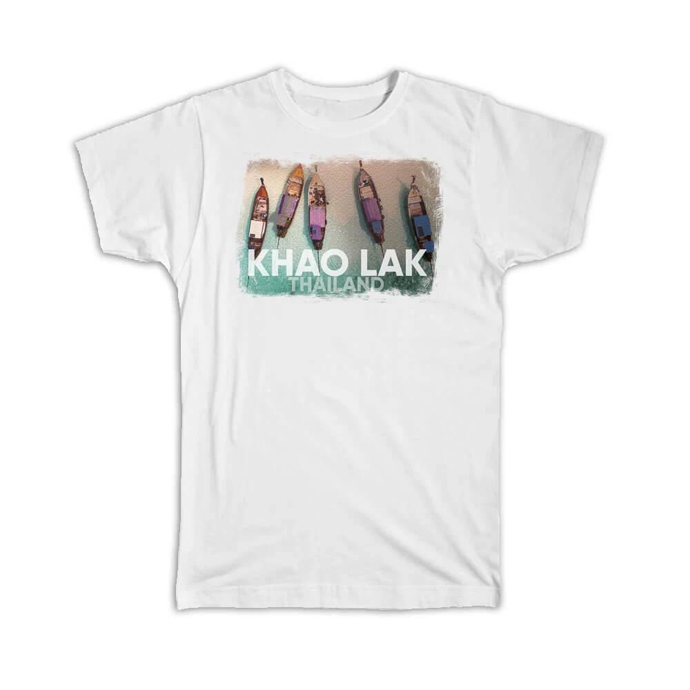 Gift T-Shirt : Khao Lak Thailand Thai Boats Photographic Travel Souvenir Vintage L