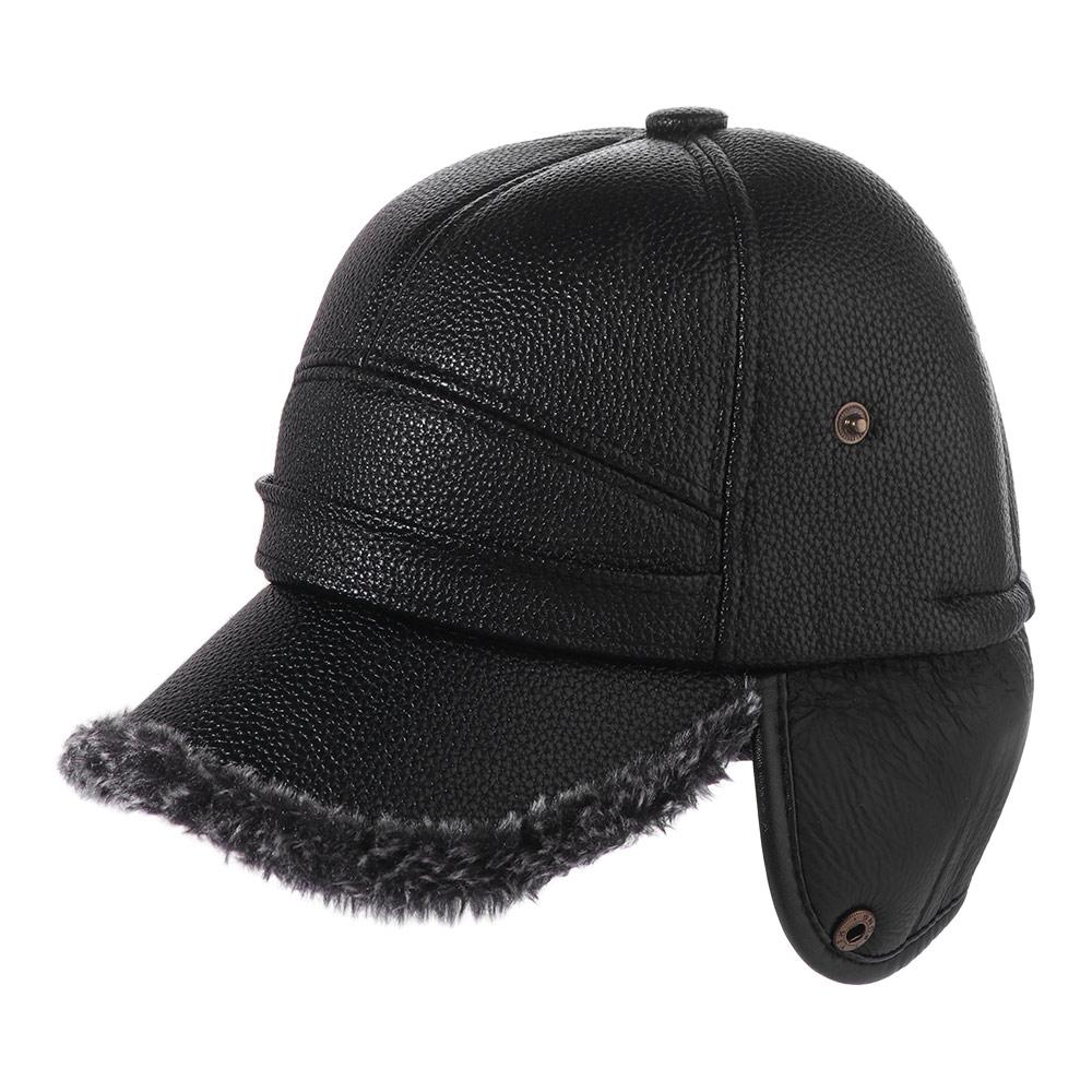 Plush Men Baseball Cap Thicken Earflaps Caps Simple Snapback Cap  Winter