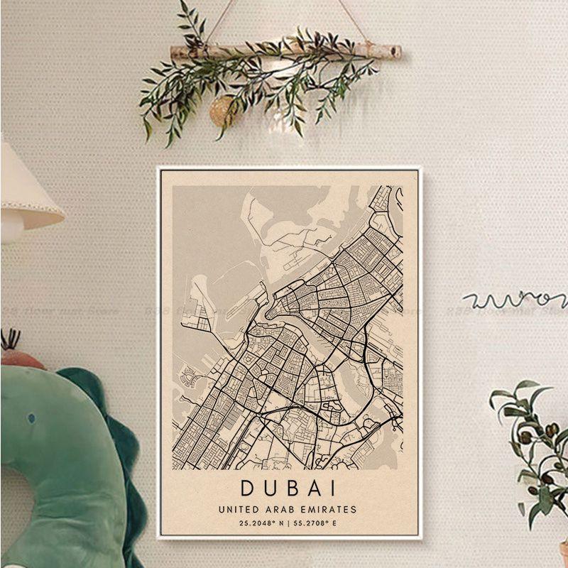 

Дублин Париж Лондон Нью-Йорк Пользовательская карта города Классические постеры фильмов Наклейка из крафт-бумаги Домашний бар Кафе Декор для стен комнаты 21cm×30cm NoFrame