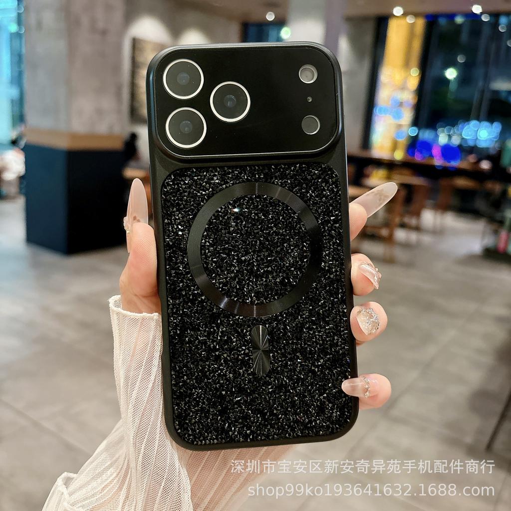 The New Rhinestone Magnetic Protective Case Is Suitable for iPhone17Promax Light Luxury Second Change 17 European and American Apple Mobile Phone Case