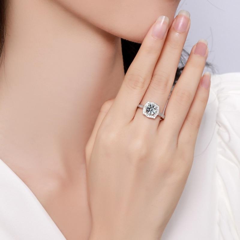 BagueRingen Trendy Sterling Silver S925 Wedding Ring 2ct D-COLOR Moissanite Jewelry For Women GRA Certificate