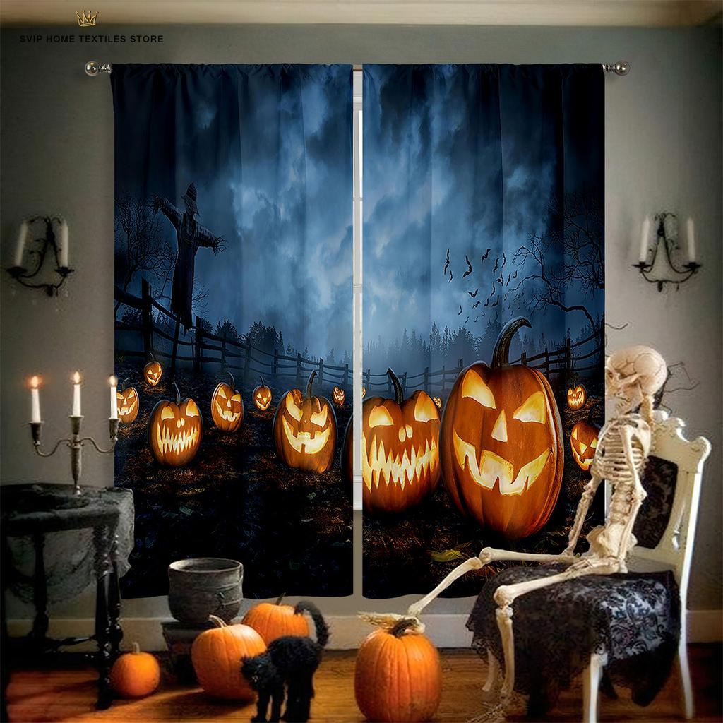 Halloween Horror Curtains, Pumpkin Castle, Holiday Party Decoration, Children's Room, Living Room, Restaurant