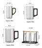 High-Temperature Resistant Tea Cup Set: Thickened Borosilicate Glass with Wooden Pistol Grip Handle