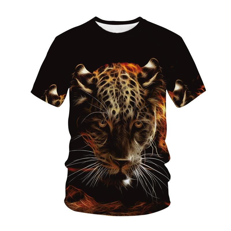 

Летняя футболка с круглым вырезом, 3D-принтом с животным, узором гепарда, модная, повседневная, с коротким рукавом, детская, для мальчика 170