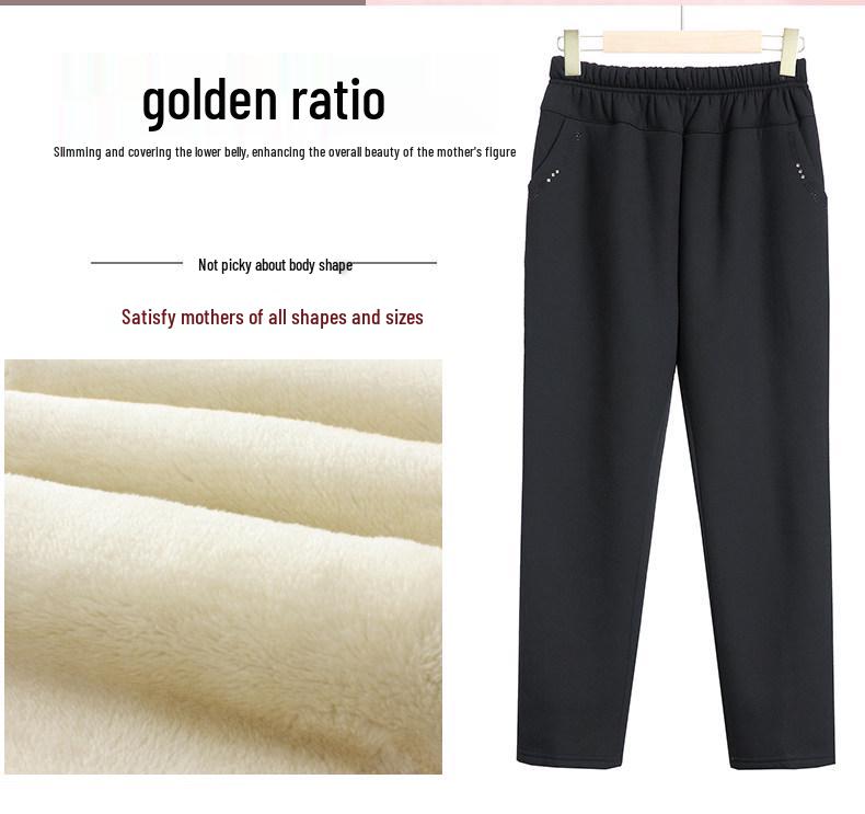 Women's Fleece-Lined Lamb Wool Pants for Petite and Plus Sizes - Loose, Thick, and Ideal for Outdoor Wear